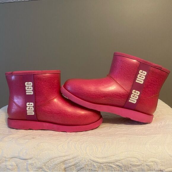 UGG CLASSIC CLEAR MINI ROCK ROSE PINK WATERPROOF ANKLE BOOT SIZE 5 WOMEN - Picture 4 of 10